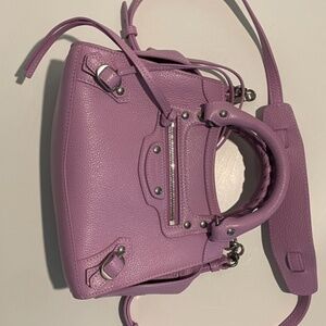 BALENCIAGA Mini Neo Classic City Leather Bag in Lilac